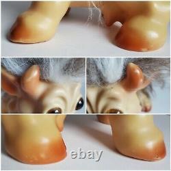 1960's DAM Cow Troll Doll EINSTEIN Large 6 Soft Fur Glass Eyes Animal Trolls