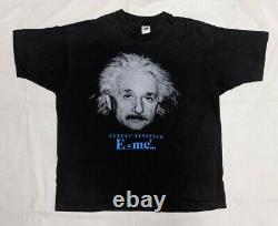 1990 ALBERT EINSTEIN XL Black T Shirt VTG Single Stitch E=MC2 Science Physics