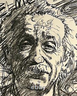 ALBERT EINSTEIN by Listed Artist IGNACIO GOMEZ charcoal PENCIL PORTRAIT CHICANO