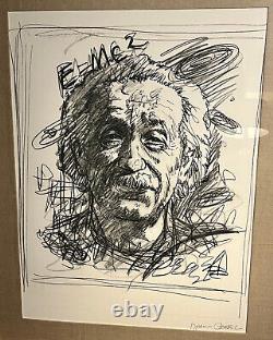ALBERT EINSTEIN by Listed Artist IGNACIO GOMEZ charcoal PENCIL PORTRAIT CHICANO