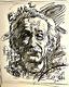 Albert Einstein By Listed Artist Ignacio Gomez Charcoal Pencil Portrait Painting