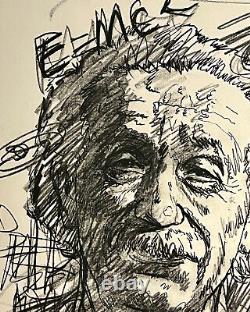 ALBERT EINSTEIN by Listed Artist IGNACIO GOMEZ charcoal PENCIL PORTRAIT painting