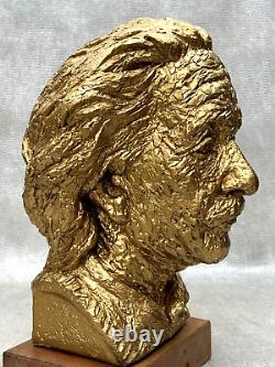Albert Einstein Gold Tone Bust Life Size Face Sculpture Austin Products Statue