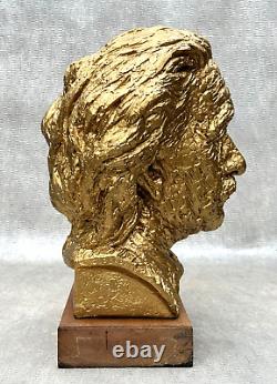 Albert Einstein Gold Tone Bust Life Size Face Sculpture Austin Products Statue
