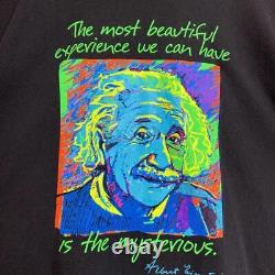 Albert Einstein Vintage T shirt from USA Size L Black Rare Big Silhouette