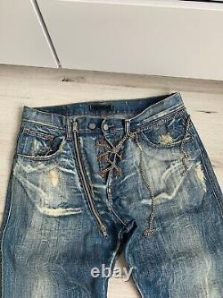 Archival Absolut Joy Einstein Distressed Denim Chains Jeans Straight Fit L Size