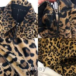 Bray Steve Alan einstein FAUX Fur Leopard& black women jacket size L DOUBLE WEAR