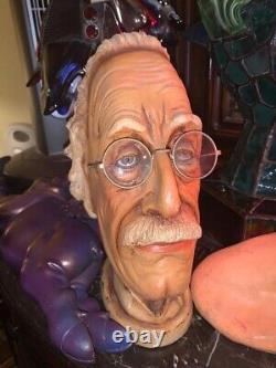 Einstein Head Bust MID Century MCM Statue Chalkware Plaster Figure Escolike