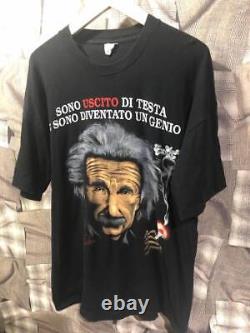Exhibited In Fukuoka 90 Einstein T-Shirt Vintage Short Sleeve Size Xl Black Fk
