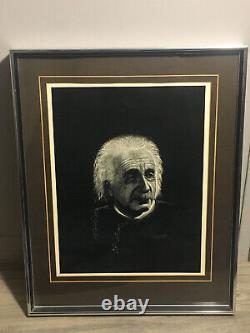 Framed Master Artwork Albert E by Rudy Droguett Orginal Etching Of Einstein