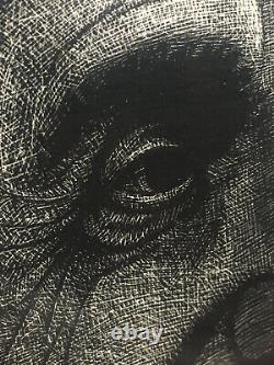 Framed Master Artwork Albert E by Rudy Droguett Orginal Etching Of Einstein
