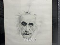 Gary Saderup Albert Einstein Art 24x20 signed stone drawing print Framed 1987