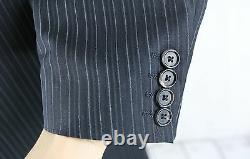 HUGO BOSS (40L) Mens Black White Striped Wool EINSTEIN 3 Button Sport Coat