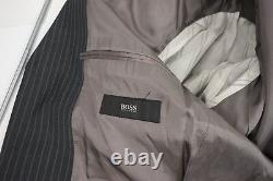 HUGO BOSS Men Einstein Gray Pinstripe Suit US Jacket 38 Pant 32 Waist, 30 Inseam