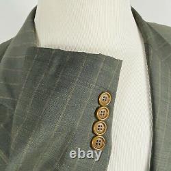 Hugo Boss 46L Einstein Omega Suit 40x33 Pleated Brown Striped Wool Three Button