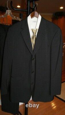 Hugo Boss Einstein Sigma Gray Stripe Lanificio Super 12 Suit Size 42 L Su10000