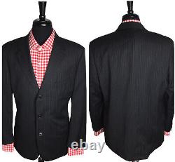 Hugo Boss Einstein /Sigma Mens 44R Gray Striped 2PC Suit Flat Pants 36x27