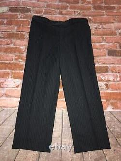 Hugo Boss Einstein /Sigma Mens 44R Gray Striped 2PC Suit Flat Pants 36x27