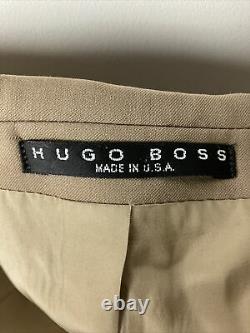 Hugo Boss Einstein/Sigma Super 100 Beige Wool Suit Pleat & Cuff 44 R 36 x 30 USA