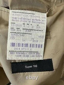 Hugo Boss Einstein/Sigma Super 100 Beige Wool Suit Pleat & Cuff 44 R 36 x 30 USA
