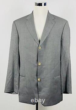 Hugo Boss Mens 44L Einstein Sigma Suit 36 x 28 Pleated Gray Striped Three Button
