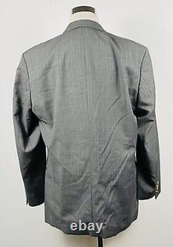 Hugo Boss Mens 44L Einstein Sigma Suit 36 x 28 Pleated Gray Striped Three Button