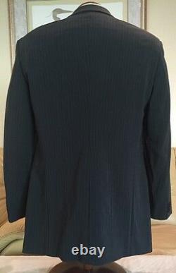 Hugo Boss Mens Einstein Gray Stripe 3 Btn Flat Front Wool Suit Size 40 L MINT