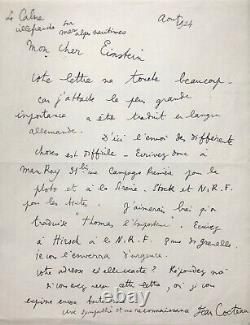 Jean COCTEAU Letter to Carl Einstein about Thomas the Impostor (1924)