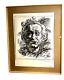 Large Albert Einstein By Listed Artist Ignacio Gomez Charcoal Portrait Painting