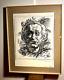 Large Albert Einstein By Listed Artist Ignacio Gomez Charcoal Portrait Painting
