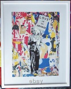 MR BRAINWASH Einstein Love is the Answer Unique Mixed media HAND SIGNED FRAMED