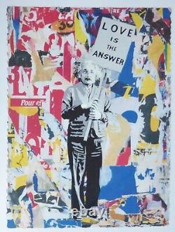 MR BRAINWASH Einstein Love is the Answer Unique Mixed media HAND SIGNED FRAMED