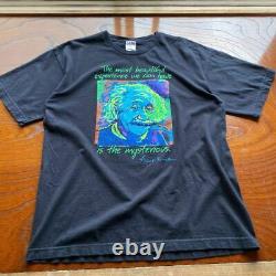 Made In Usa Albert Einstein Vintage T-Shirt Size Black Rare Big Silhouett 15828