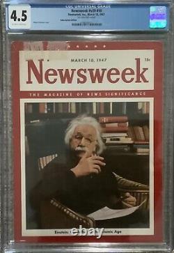 March 10, 1947 Newsweek Albert Einstein CGC 4.5, Only Issue Graded