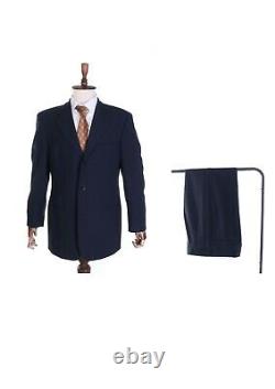 Men's HUGO BOSS Navy Blue Wool Blend Einstein Omega 2 Piece Formal Suit Size 50
