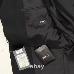 NWT Hugo Boss Einstein Sigma Mens Suit 38S 32W Solid Black Wool Coat Pants USA