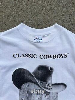 RARE Vintage 80s Classic Cowboys Einstein T-shirt Size L 42-44 Hanes Beefy