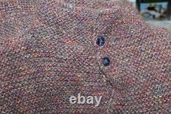 Sally Melville Einstein Coat Purple Hand-Knit Art Modernist Long Sweater S M