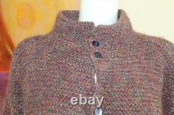 Sally Melville Einstein Coat Purple Hand-Knit Art Modernist Long Sweater S M
