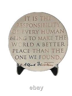 Schlanser art glass platter with Einstein quote
