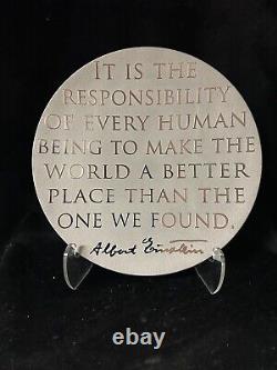 Schlanser art glass platter with Einstein quote