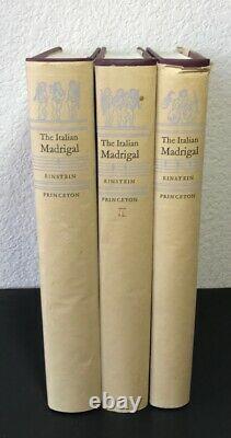 The Italian Madrigals Complete 3 Volume Set 1971 By Alfred Einstein HC with DJ