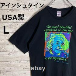 USA Albert Einstein T-Shirt Size L Black Rare