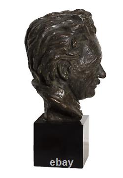 Unknown Artist, Buste De Albert Einstein, Patiné Plâtre, Inscrit Et Daté