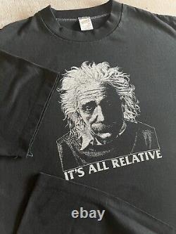 Vintage 1980s Albert Einstein Relative Black Single Stitch T Shirt Sz Large Art