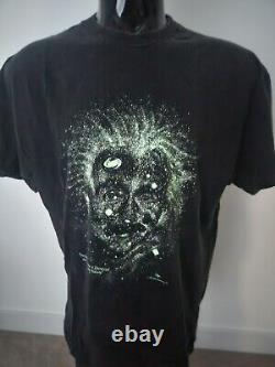 Vintage 1993 Glow In The Dark Albert Einstein Galaxy T Shirt Black XXL