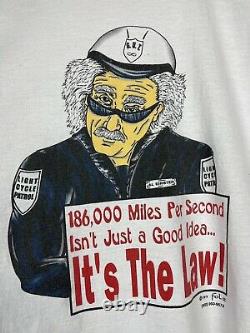 Vintage 2000s Albert Einstein Police Officer Artwork Promo Tee Shirt Size XL
