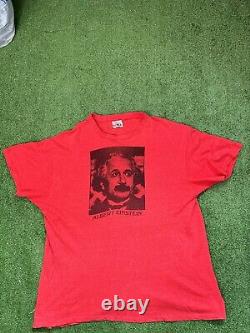 Vintage Albert Einstein Red T-Shirt 90s Mens XL Made In USA. 70s Hanes Tag