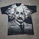 Vintage Albert Einstein Shirt Mens Xl Black All Over Print Single Stitch