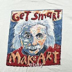 Vintage Einstein Shirt Mens L White Get Smart Make Art Painting Fred Babb 90s